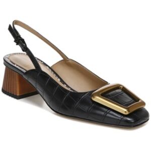 Sam Elderman Black Slingback Block Heel Shoes